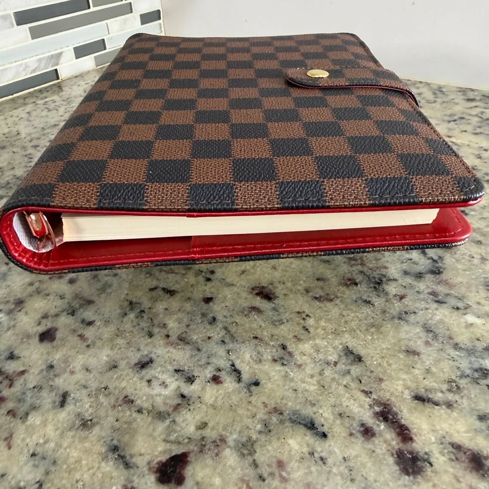Brown Checkered A5 Planner with RED INTERIOR - Picture 13 of 15